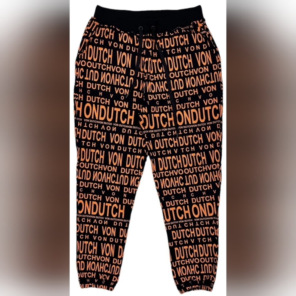 Von Dutch Mens Flying Eyeball Logo Graphic Jogger Sweatpants Size Large NWT